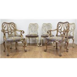 Set 6 Carved Paint-Decorated Dining Room Chairs