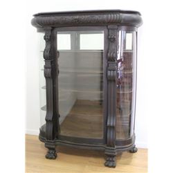 Carved Oak Victorian China Cabinet