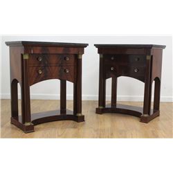 Pair Empire Style Mahogany Side Tables