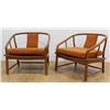 Image 1 : Pair James Mont Style Walnut Armchairs