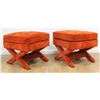 Image 1 : Pair 70s American Orange Velvet "X" Bench