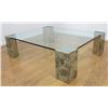 Image 1 : Modern Glass Top Chrome & Stone Base Coffee Table