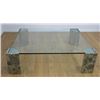 Image 3 : Modern Glass Top Chrome & Stone Base Coffee Table