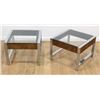 Image 1 : :Pair 70s Chrome & Walnut Side Tables