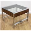 Image 2 : :Pair 70s Chrome & Walnut Side Tables