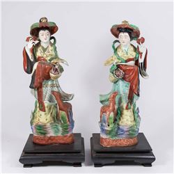 Pair Early 20th Centur Japanese Women Figures