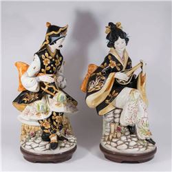 Pair 20th Century Ceramic Asian Figures