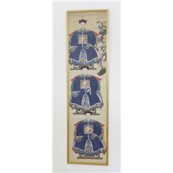 Chinese Ancestor Painting of 3 Noblemen