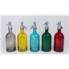 Image 1 : 5 Various Colored Seltzer Bottles