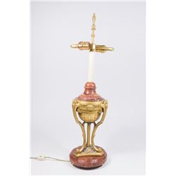 French Ormolu Bronze & Marble Lamp