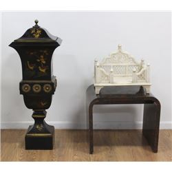 Chinoiserie Metal Planter & Indian Altar Piece