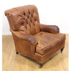 Tufted Brown Leather Armchair