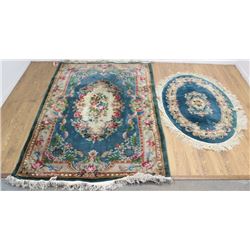 2 Green Chinese Sculpted Rugs/Carpets