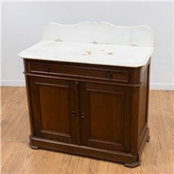 Oak Dry Sink with Marble Top & Backsplash