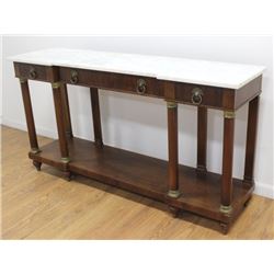 John Widdicomb Marble Top Mahogany Console