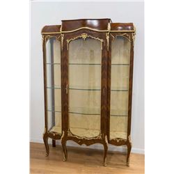 Bronze Mounted Veneer Tulipwood French Style Curio