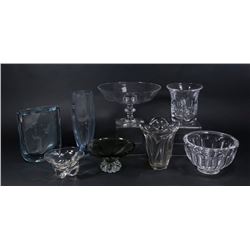 8 Mid-Century Modern Crystal Bowls & Vase
