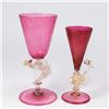 Image 1 : 2 Venetian Gilt Ruby & Clear Glass Dragon Goblets