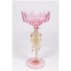 Venetian Gilt Pink Glass Seahorse Coupe