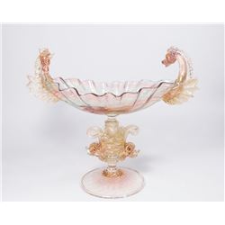 Venetian Glass Pegasus & Dolphin Compote