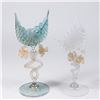 Image 1 : 2 Venetian Gilt Opaline & Blue Glass Card Holders