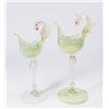 Image 1 : 2 Venetian Gilt Green & Clear Glass Card Holders