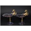 Image 1 : Pair Venetian Gilt Violet Glass Pegasus Compotes