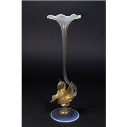 Venetian Gilt Opaline Glass Swan Bud Case
