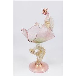 Venetian Gilt Rainbow Glass Dragons Compote