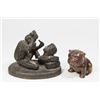 Spelter Monkey as Sculptor & Bronze Clad Bulldog