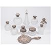 Image 1 : Lot of Cut Crystal & Silver Top Jars & Perfumers