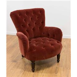 Victorian Style Red Velvet Tufted Armchair