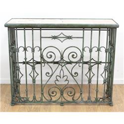 Wrought Iron Marble Top Console