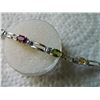 Image 3 : BRACELET - 9 OVAL FACETTED MULTI GEMSTONES & DIAMOND IN STERLING SILVER SETTING - RETAIL ESTIMATE $4