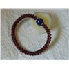 Image 6 : BRACELET - NATURAL GARNET BEADS & NATURAL ROUND LAPIS LAZULI IN 925 STERLING SILVER SETTING - WITH C