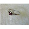 Image 3 : RING - TRILLION FACETED GARNET & DIAMOND IN STERLING SILVER SETTING - INCLUDES PLATINUM FINISH - RET