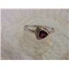 Image 4 : RING - TRILLION FACETED GARNET & DIAMOND IN STERLING SILVER SETTING - INCLUDES PLATINUM FINISH - RET