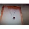 Image 4 : NECKLACE - ROUND FACETED RICH DEEP RED/BROWN GARNET & ROUND FACETED DIAMOND IN STERLING SILVER SETTI