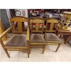 VINTAGE OAK CHAIRS - 6 TTL - 2 WITH ARMS