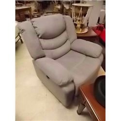 RECLINER - GREY OVER STUFFED RECLINER - NO CORD