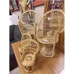 CHILD'S WICKER DOLL CHAIRS - 4 TTL