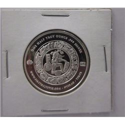 SILVER BULLION - ½ OZ .999 FINE SILVER FIRST MAJESTIC ROUND - 2012 MINT - AZTEC MOTIF
