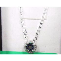 NECKLACE - OCEAN BLUE MYSTIC TOPAZ & DIAMOND IN STERLING SILVER SETTING - 18" CHAIN - RETAIL ESTIMAT