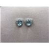 Image 1 : EARRINGS - 2.25CT HEART FACETED BLUE TOPAZ & DIAMONDS IN STERLING SILVER SETTING -  INCLUDES CERTIFI