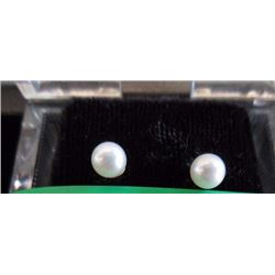 EARRINGS- PEARL IN 14K YELLOW GOLD SETTING - RETAIL ESTIMATE $200