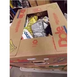 LARGE BANANA BOX OF ASSORTED FOOD ITEMS