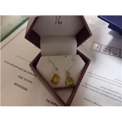 EARRINGS- YELLOW & WHITE SAPPHIRES IN 14K YELLOW GOLD SETTING - WITH CERTIFICATE $1233