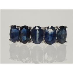 RING - 2.98CTW (5) NATURAL BLUE SAPPHIRES IN 10K WHITE GOLD SETTING - WITH CERTIFICATE $1150
