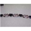 Image 3 : BRACELET - 6.05CT RICH DEEP BLUE SAPPHIRE & DIAMOND IN STERLING SILVER INFINITY LINK DESIGNED SETTIN
