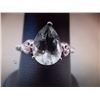 Image 1 : RING - PEAR FACETED GREEN AMETHYST & 2 DIAMOND IN STERLING SILVER SETTING - RETAIL ESTIMATE $375
